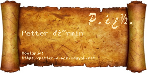 Petter Ármin névjegykártya